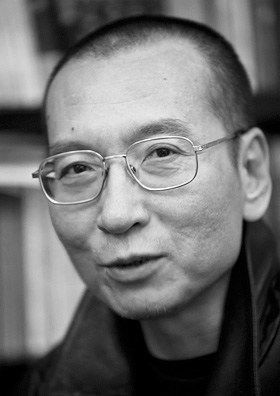 Portrait Liu Xiaobo gesicht in schwatz weiß