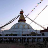 Stupa-in-Boudha-Kathmandu-zur-Abendzeit